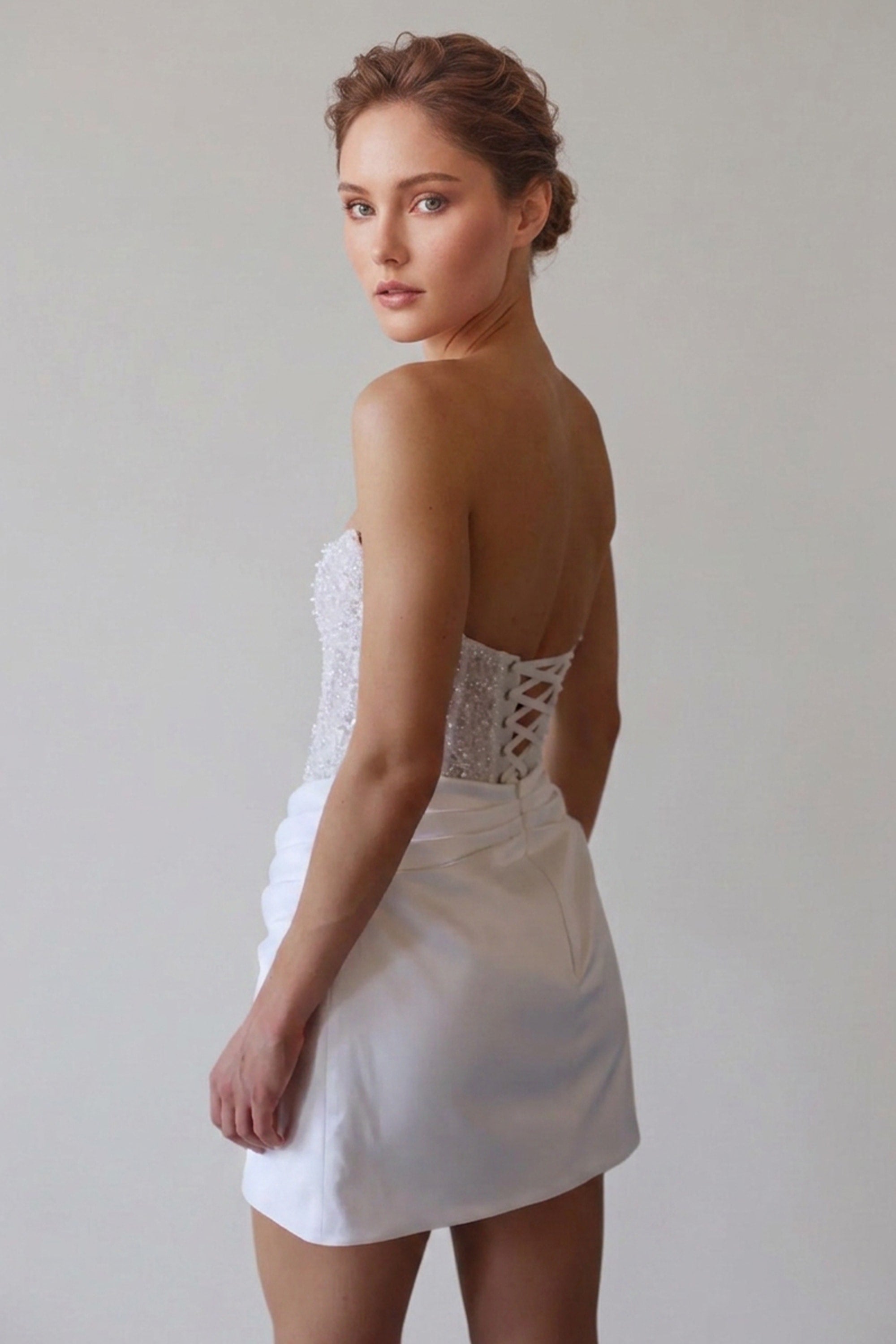 Iris Strapless Beaded Mini Dress | JewelClues