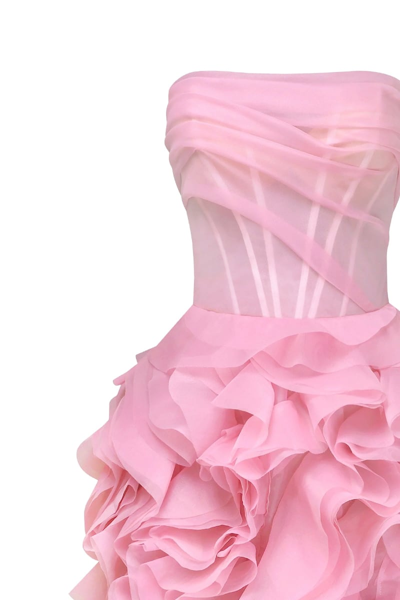 Harper Pink Strapless Maxi Dress | Jewelclues