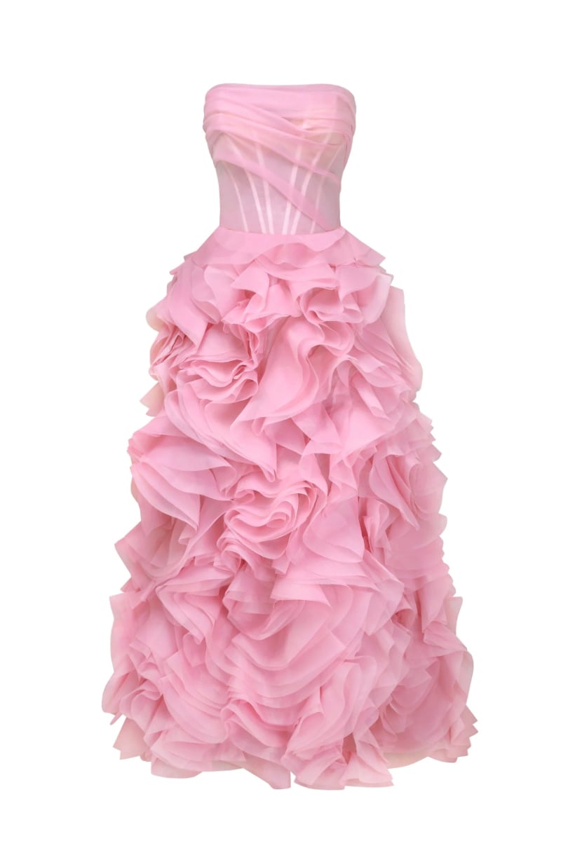 Harper Pink Strapless Maxi Dress | Jewelclues