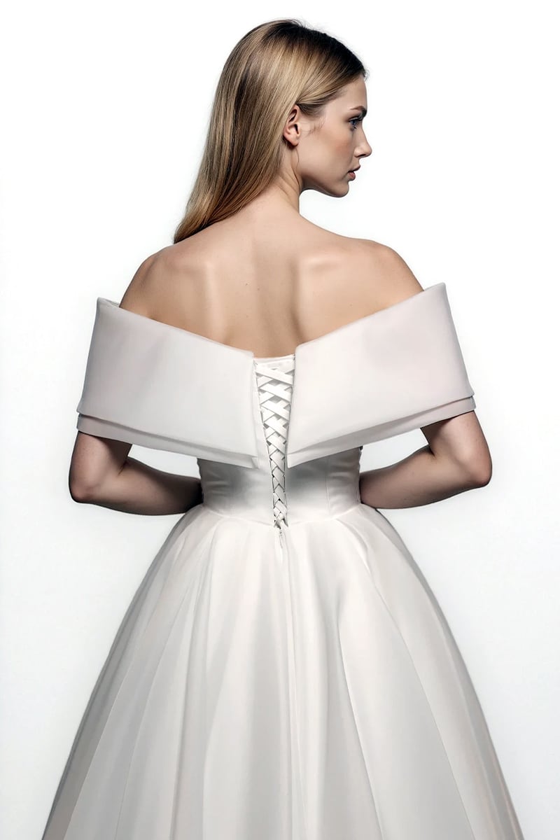 Adele Off-the-Shoulder Organza Midi Dress | Jewelclues