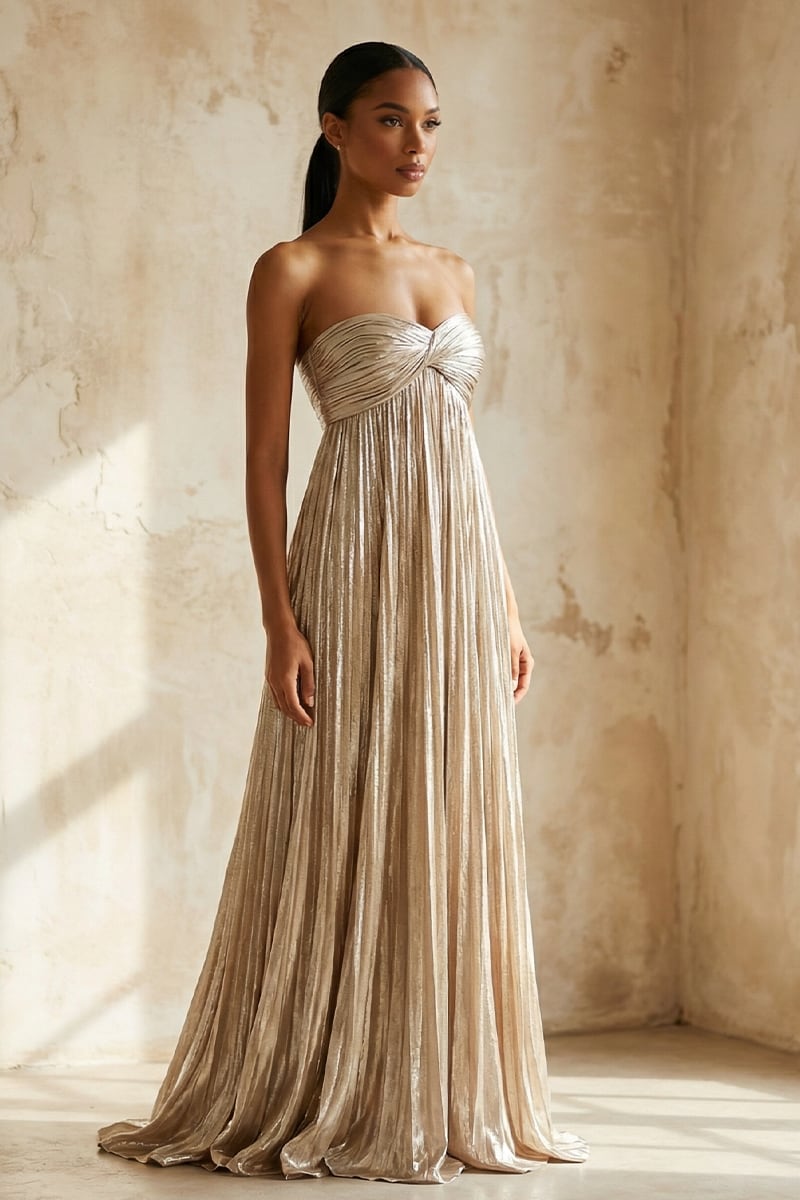 Adeline Strapless Evening Gown | JewelClues #color_champagne
