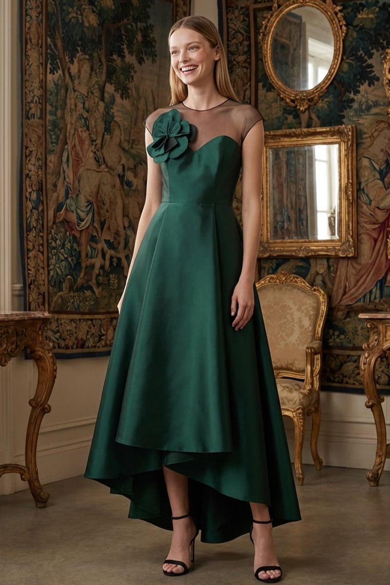 Adrianna High-Low Satin Gown | JewelClues