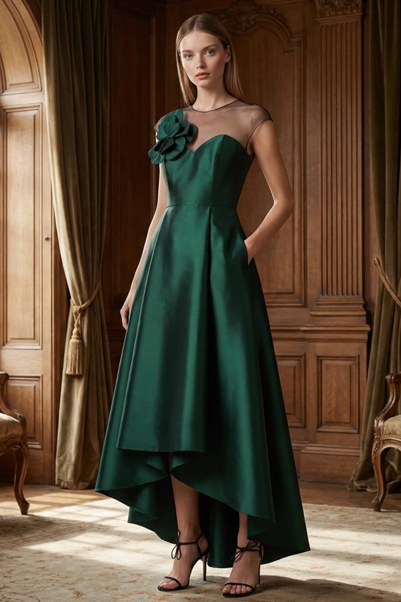 Adrianna High-Low Satin Gown | JewelClues