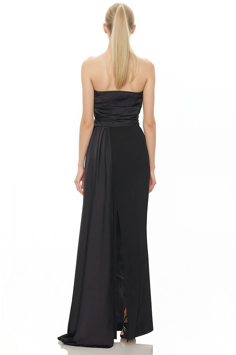 Alessandra Satin Strapless Gown | Jewelclues #color_black