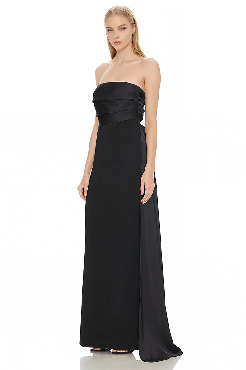 Alessandra Satin Strapless Gown | Jewelclues #color_black