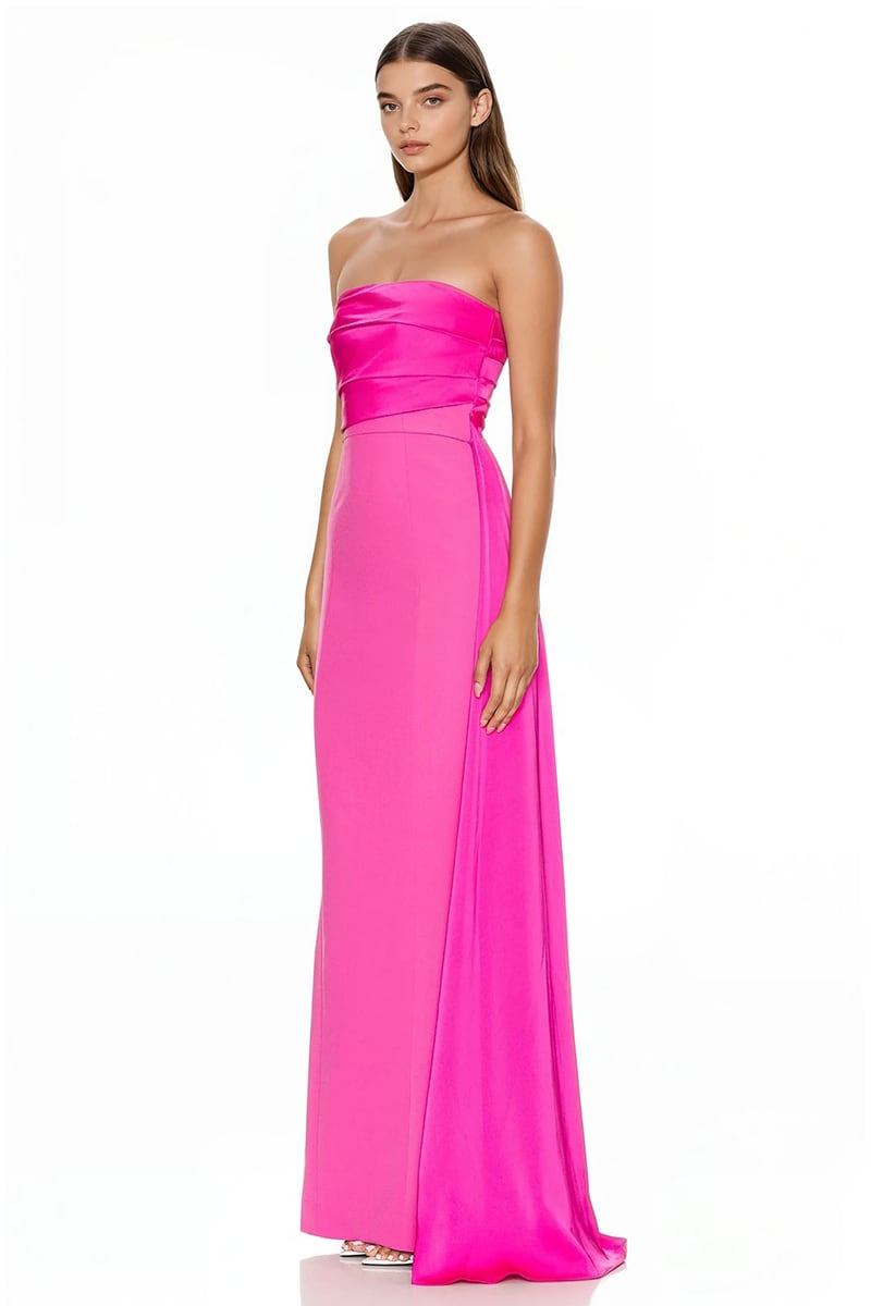 Alessandra Satin Strapless Gown | Jewelclues #color_fuchsia