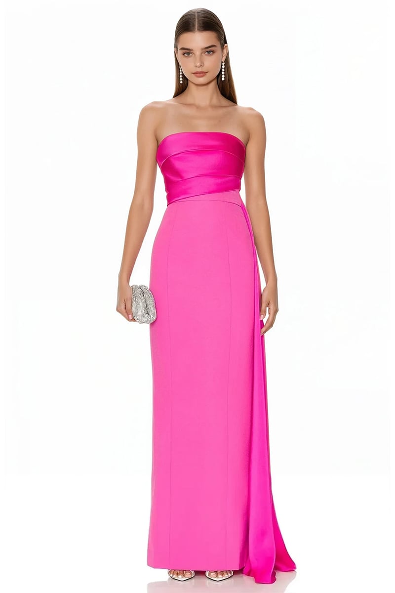 Alessandra Satin Strapless Gown | Jewelclues #color_fuchsia