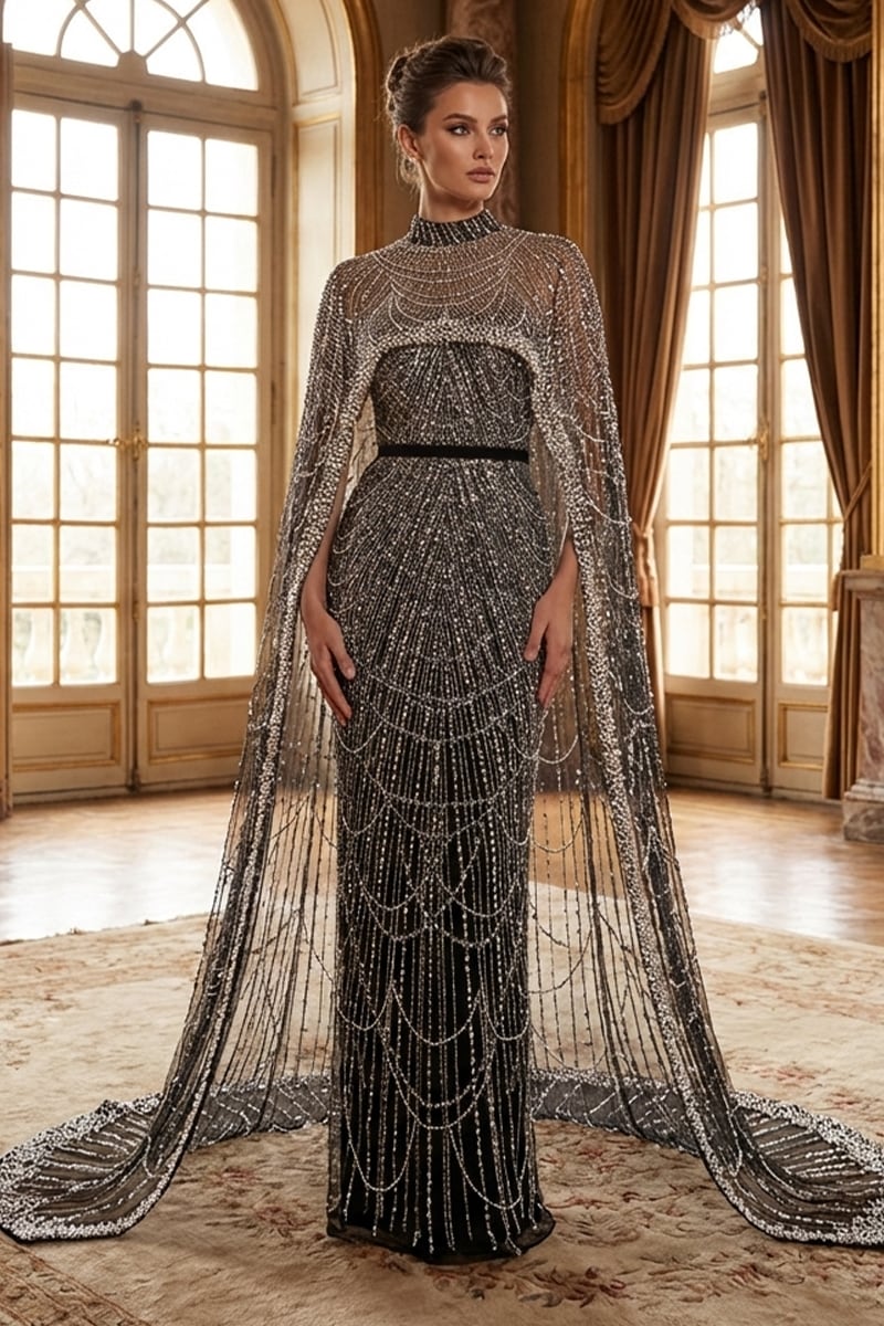 Alexandra Pearl Embellished Maxi Dress | Jewelclues | #color_black