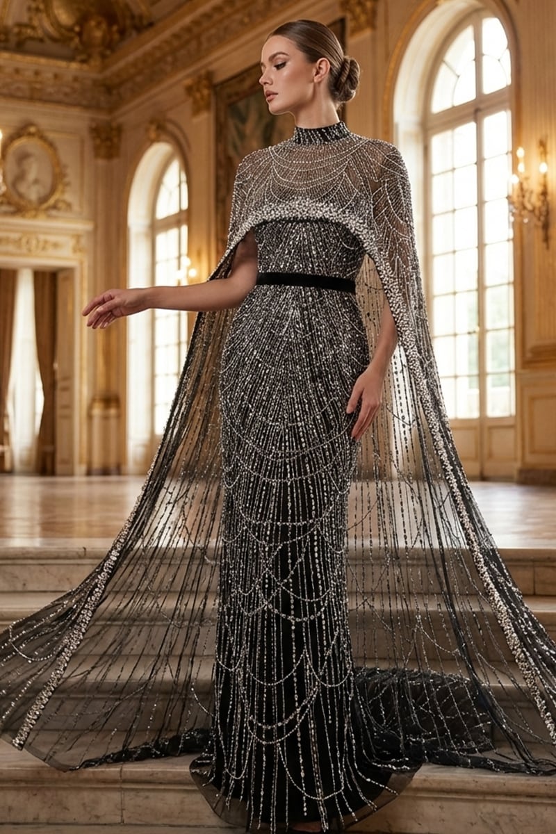 Alexandra Pearl Embellished Maxi Dress | Jewelclues | #color_black