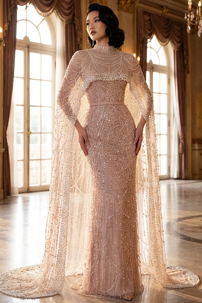 Alexandra Pearl Embellished Maxi Dress | Jewelclues | #color_dusty pink