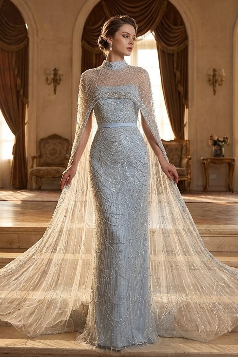 Alexandra Pearl Embellished Maxi Dress | Jewelclues | #color_light blue