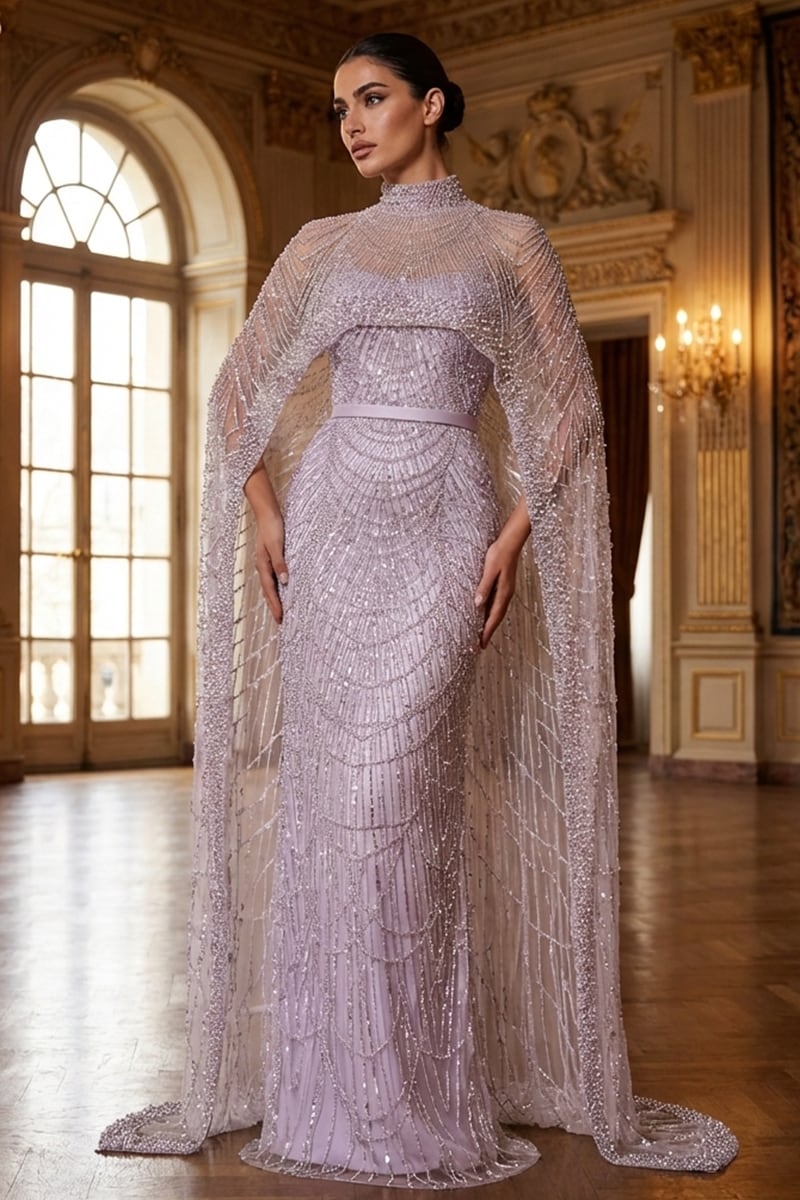 Alexandra Pearl Embellished Maxi Dress | Jewelclues | #color_lilac