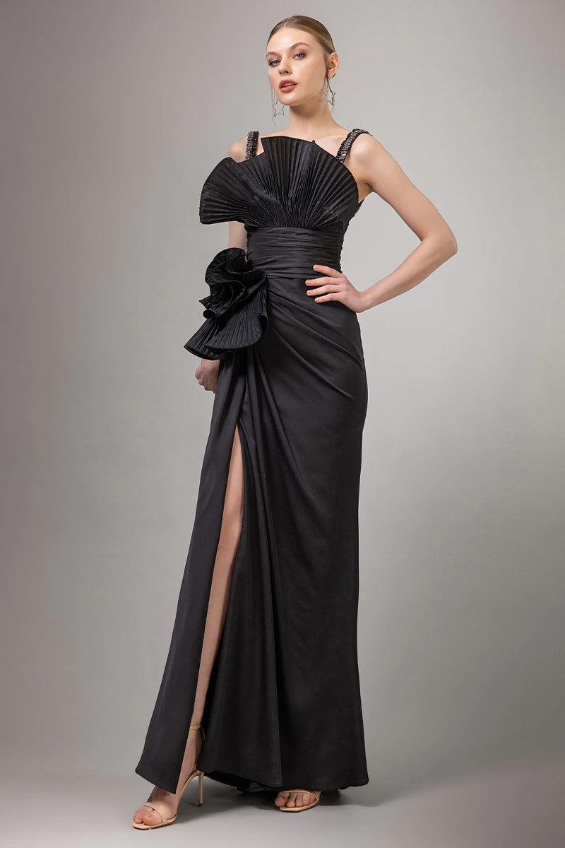 Alexandra Ruffled Maxi Dress | Jewelclues #color_black