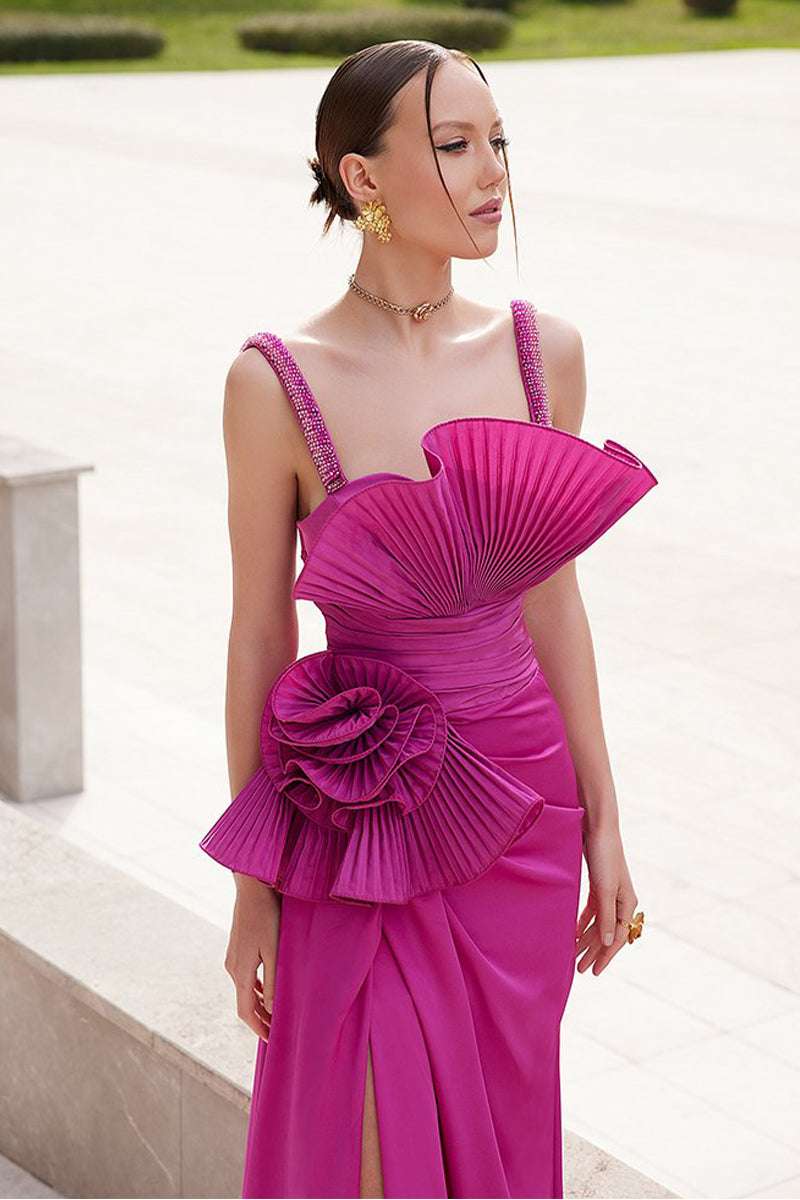Alexandra Ruffled Maxi Dress | Jewelclues #color_fuchsia