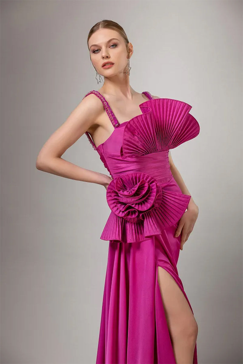 Alexandra Ruffled Maxi Dress | Jewelclues #color_fuchsia