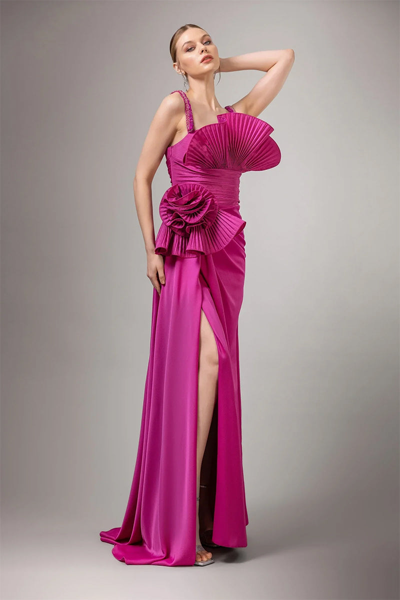 Alexandra Ruffled Maxi Dress | Jewelclues #color_fuchsia
