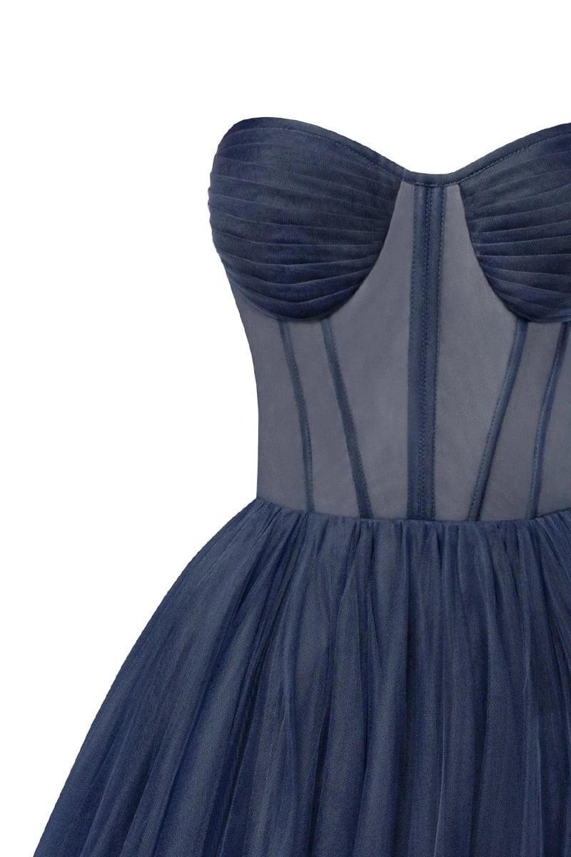 All For Love Strapless Tulle Midi Dress | Jewelclues | #color_navy blue