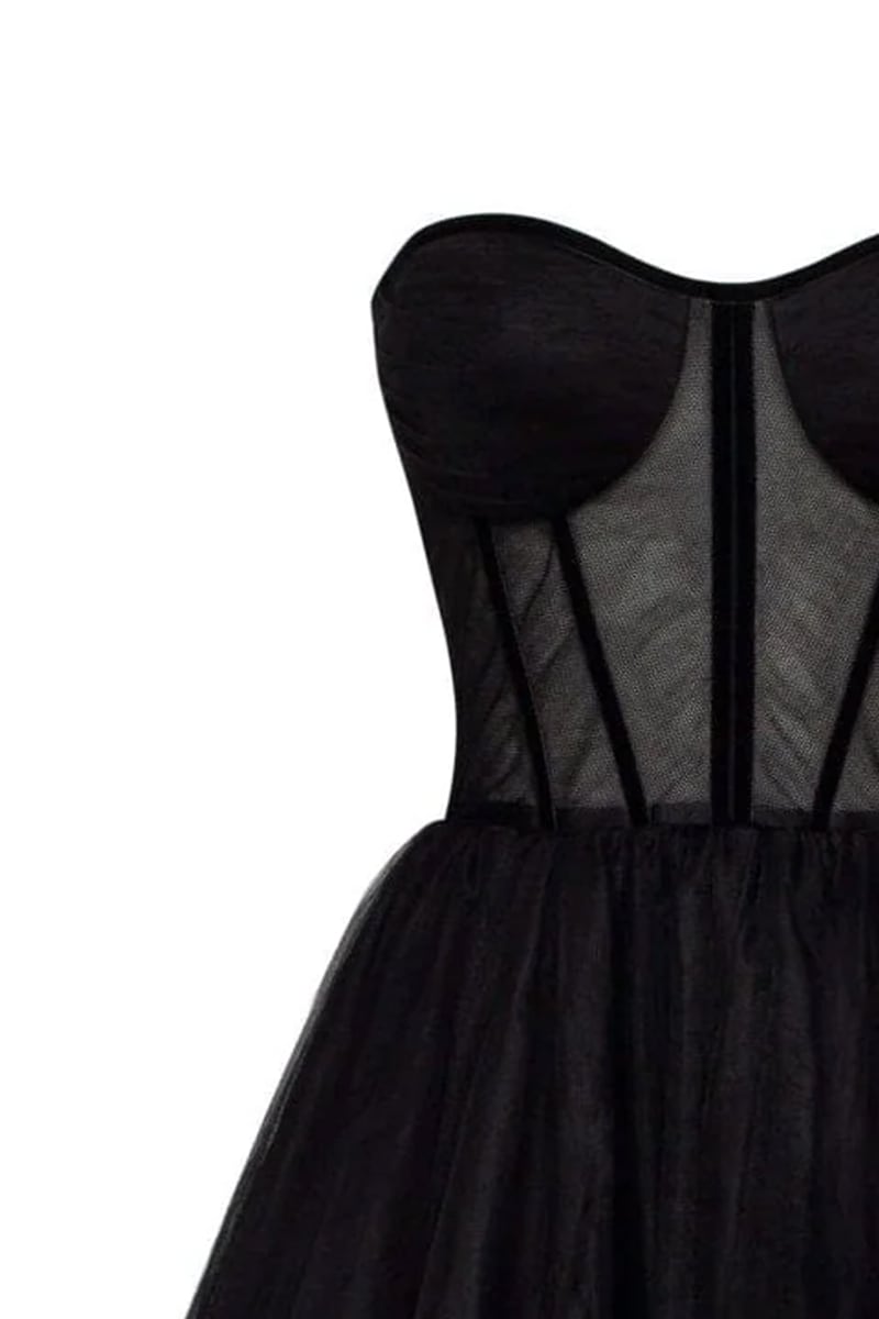All For Love Strapless Tulle Midi Dress | Jewelclues | #color_black