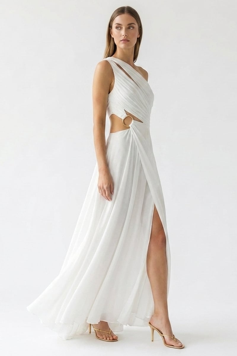 Althea One-Shoulder Chiffon Gown | JewelClues