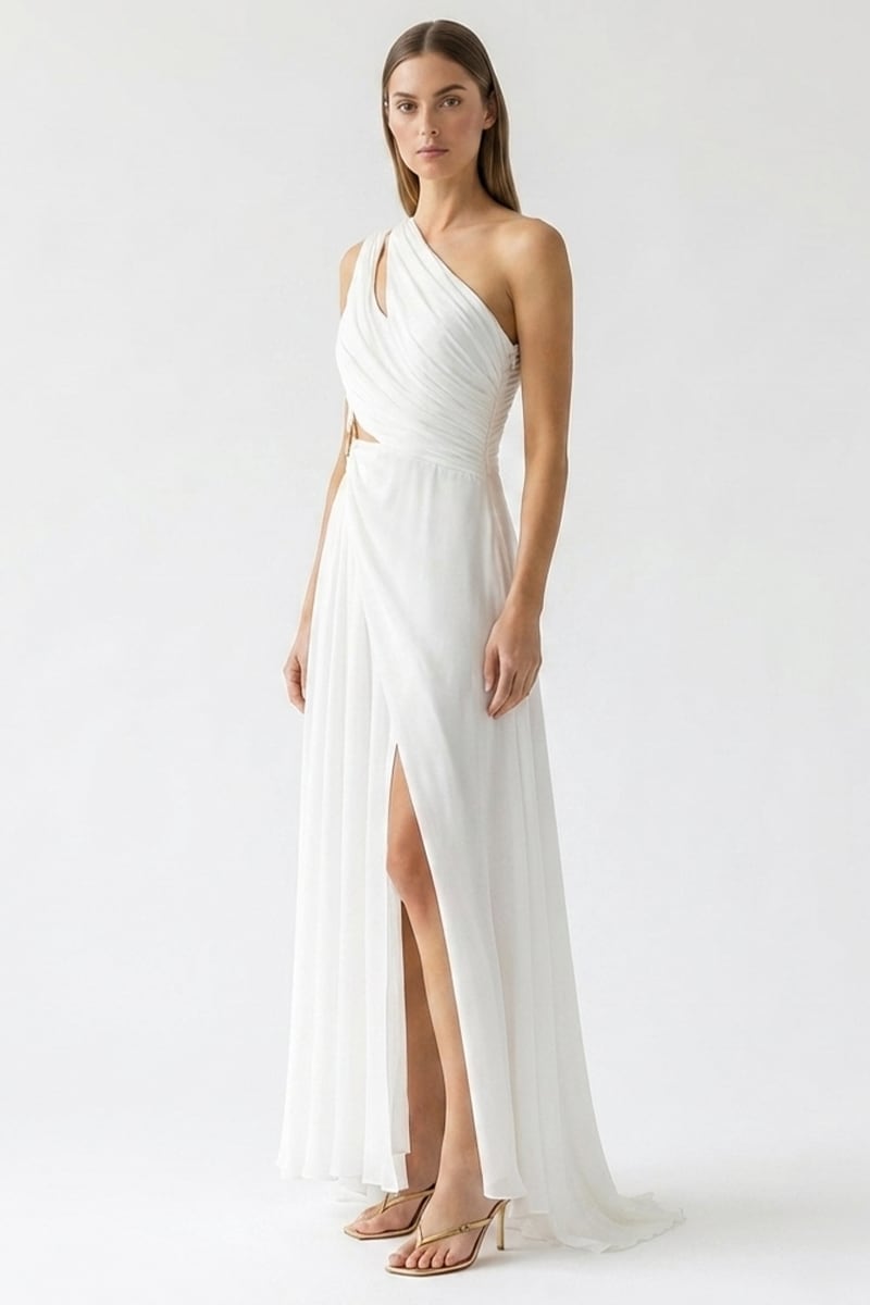Althea One-Shoulder Chiffon Gown | JewelClues
