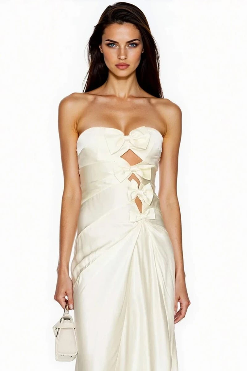 Amara Satin Elegance Gown | Jewelclues #color_ivory