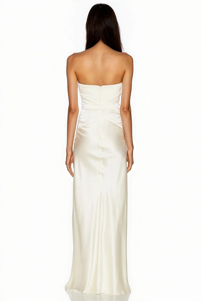 Amara Satin Elegance Gown | Jewelclues #color_ivory