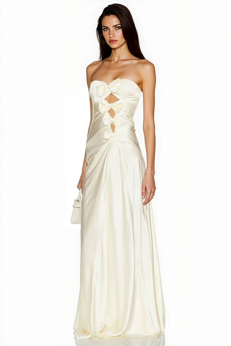 Amara Satin Elegance Gown | Jewelclues #color_ivory