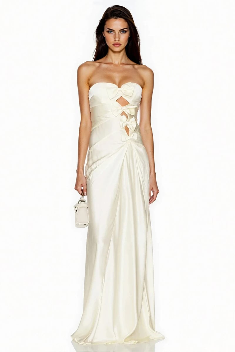 Amara Satin Elegance Gown | Jewelclues #color_ivory