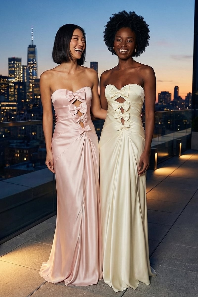 Amara Strapless Satin Gown | JewelClues #color_ivory