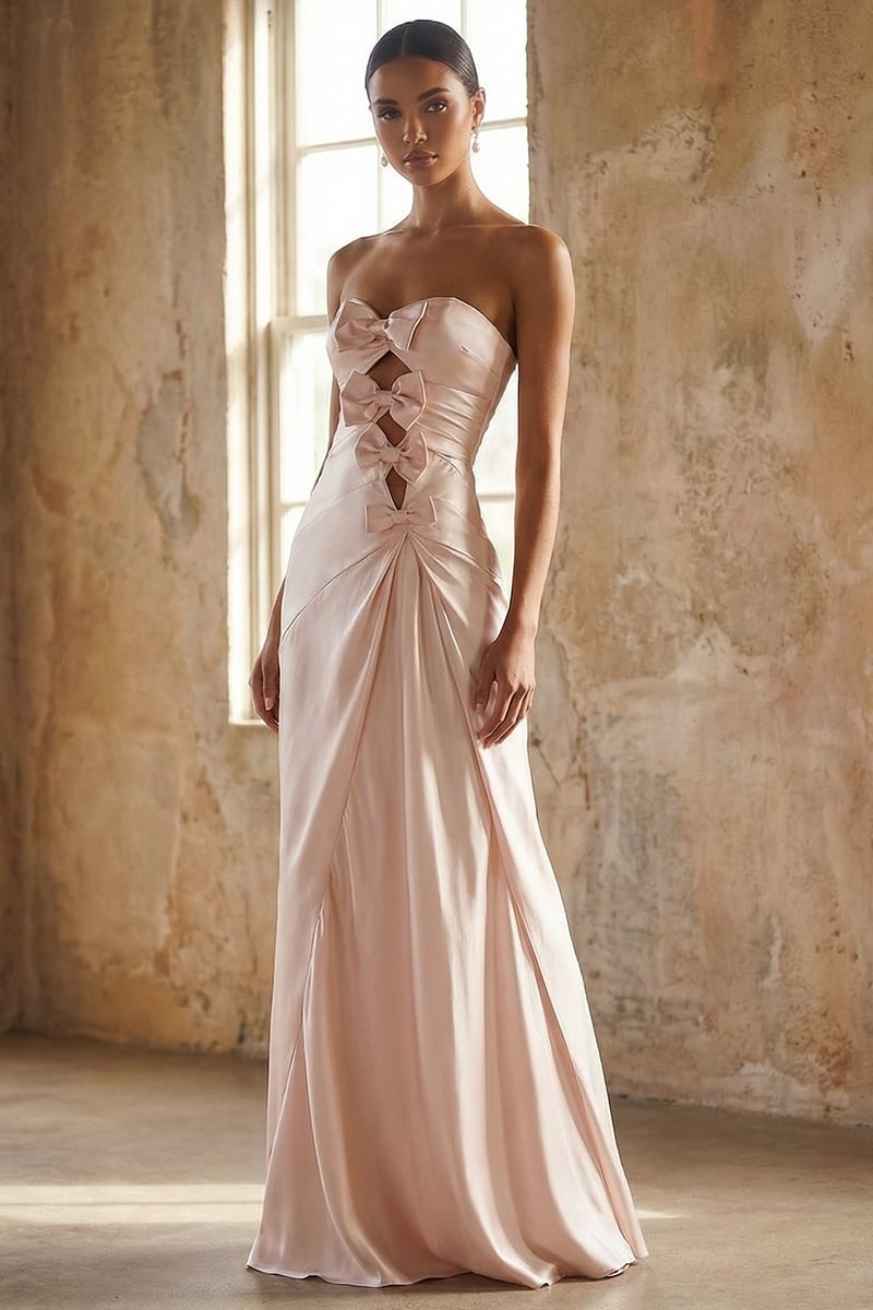 Amara Strapless Satin Gown | JewelClues #color_blush