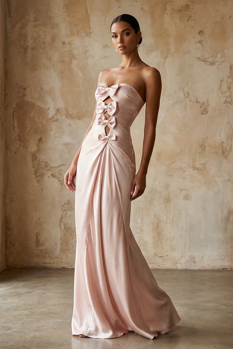Amara Strapless Satin Gown | JewelClues #color_blush