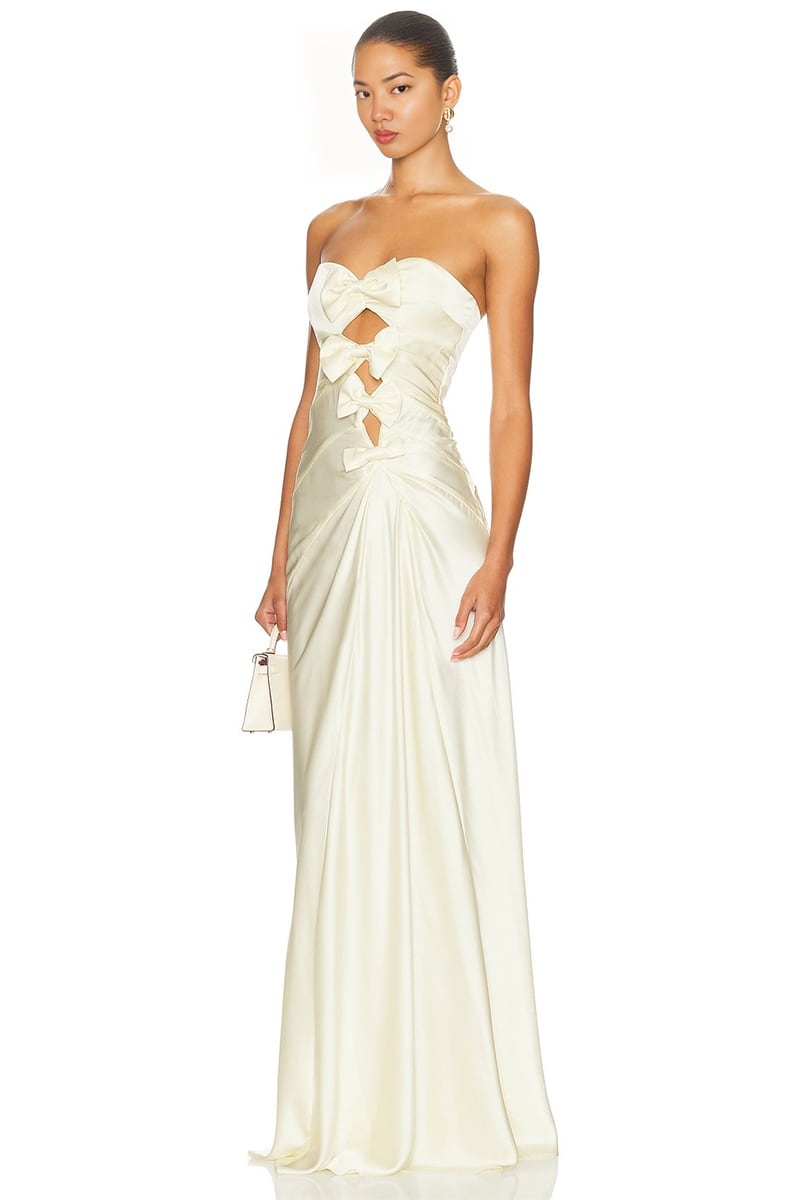 Amara Strapless Satin Gown | JewelClues #color_ivory