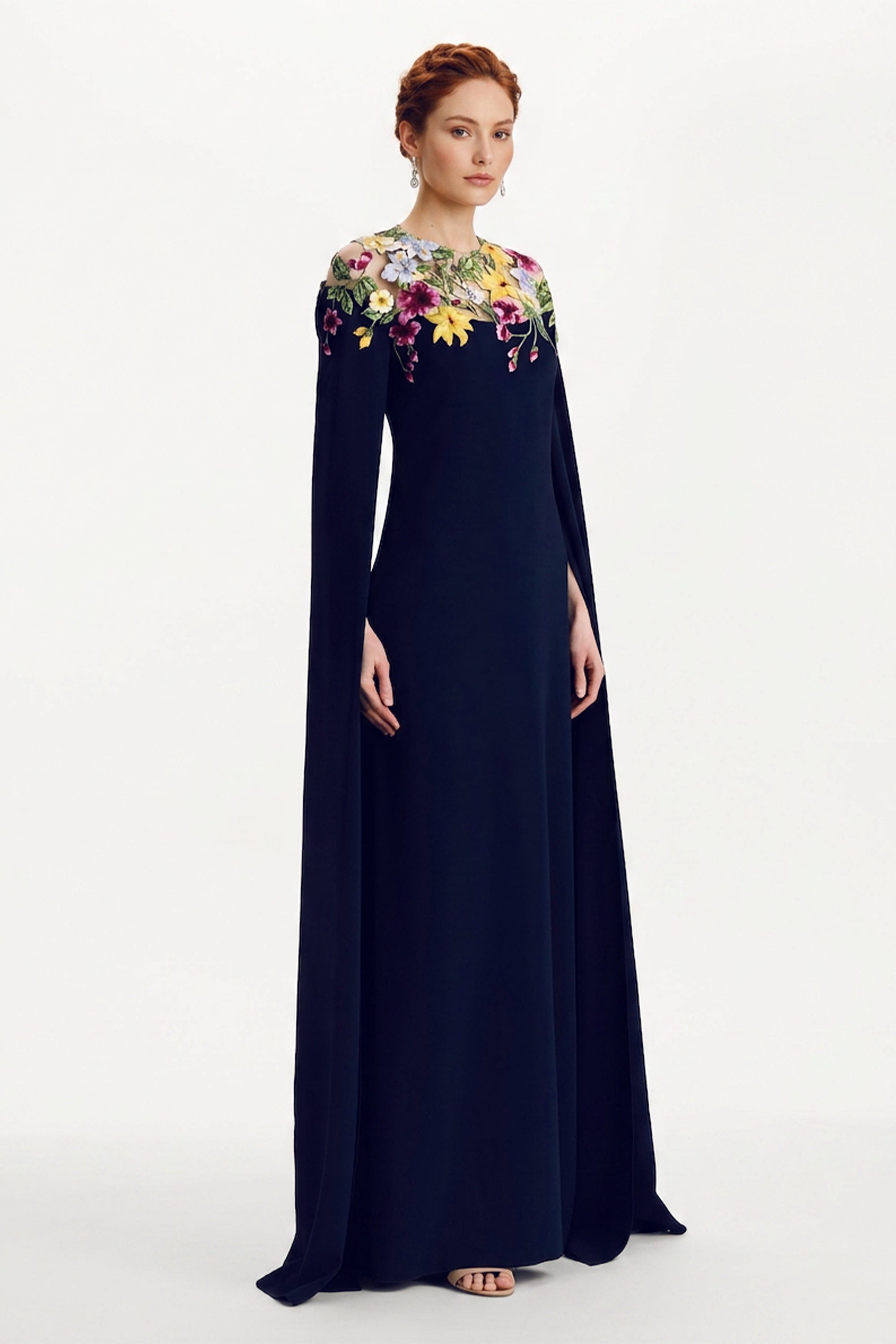Ambrosia Cape Silk-Blend Gown| JewelClues