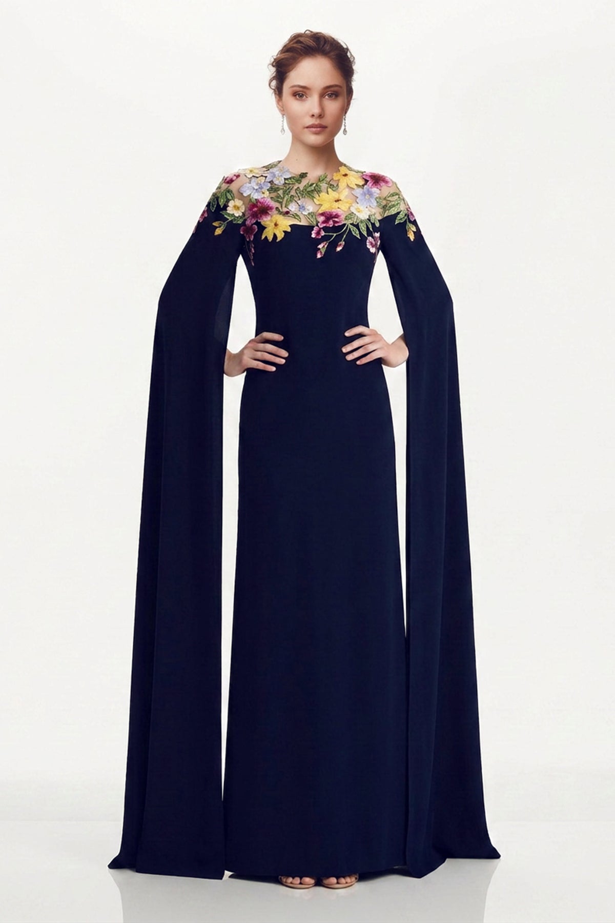 Ambrosia Cape Silk-Blend Gown| JewelClues