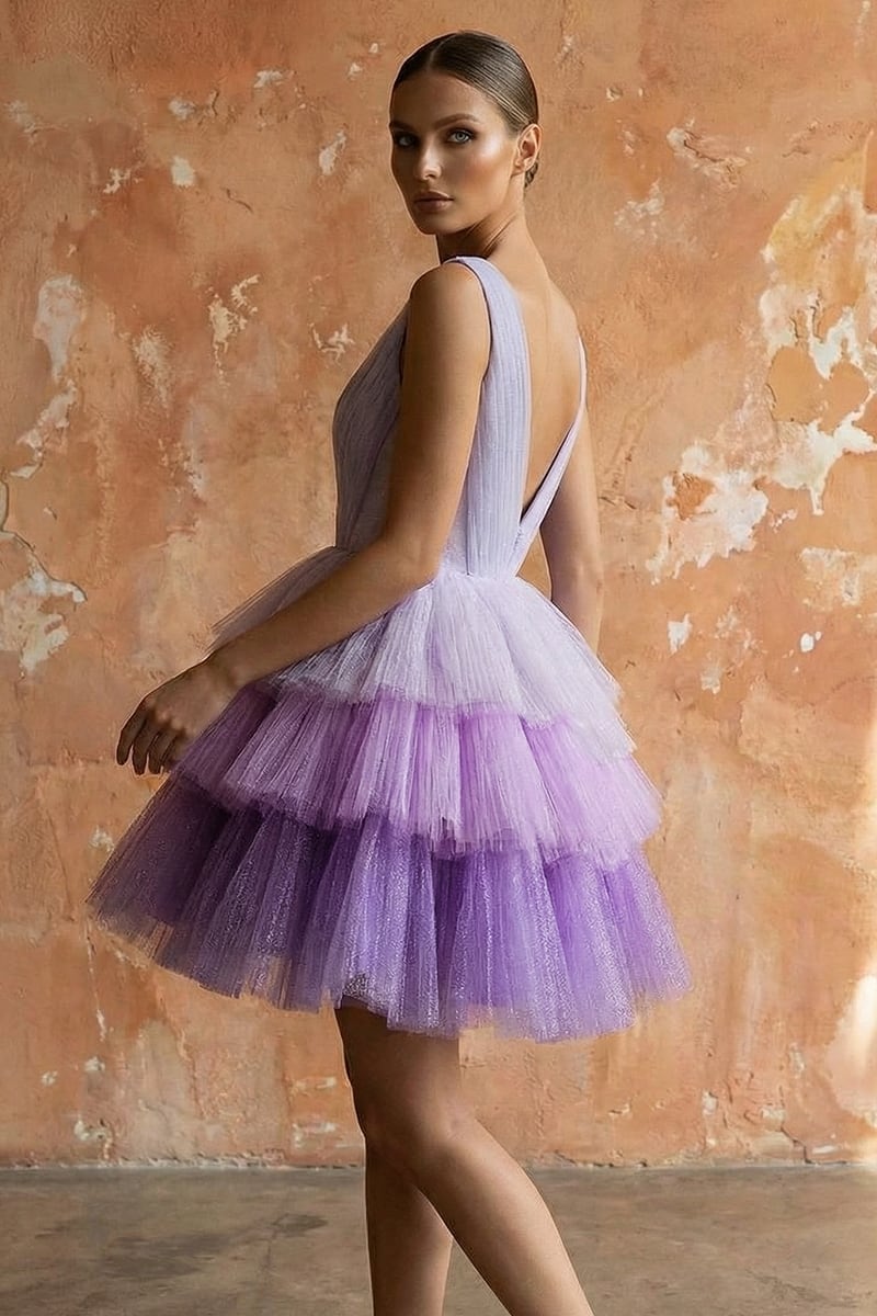 Amethyst Sparkly Tulle Mini Dress | JewelClues