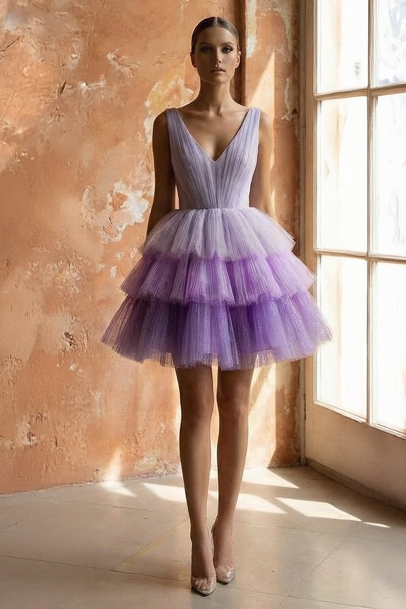 Amethyst Sparkly Tulle Mini Dress | JewelClues