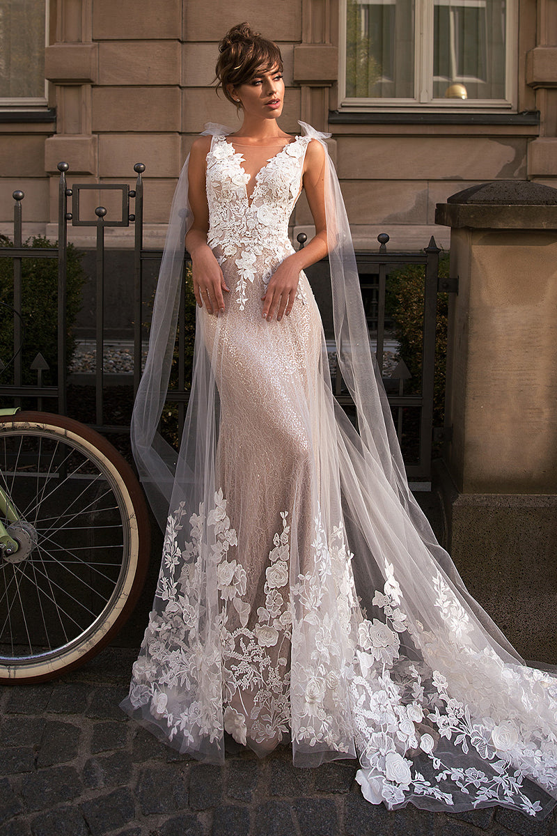 Amora Lace Applique Mermaid Wedding Dress | Jewelclues