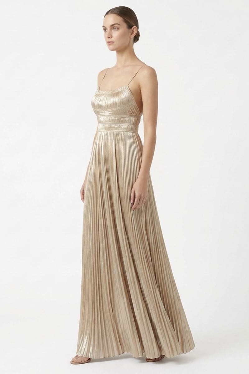 Anastasia Pleated Satin Gown | JewelClues