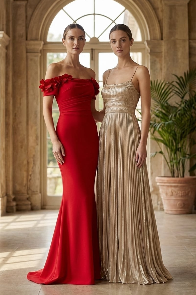 Anastasia Pleated Satin Gown | JewelClues