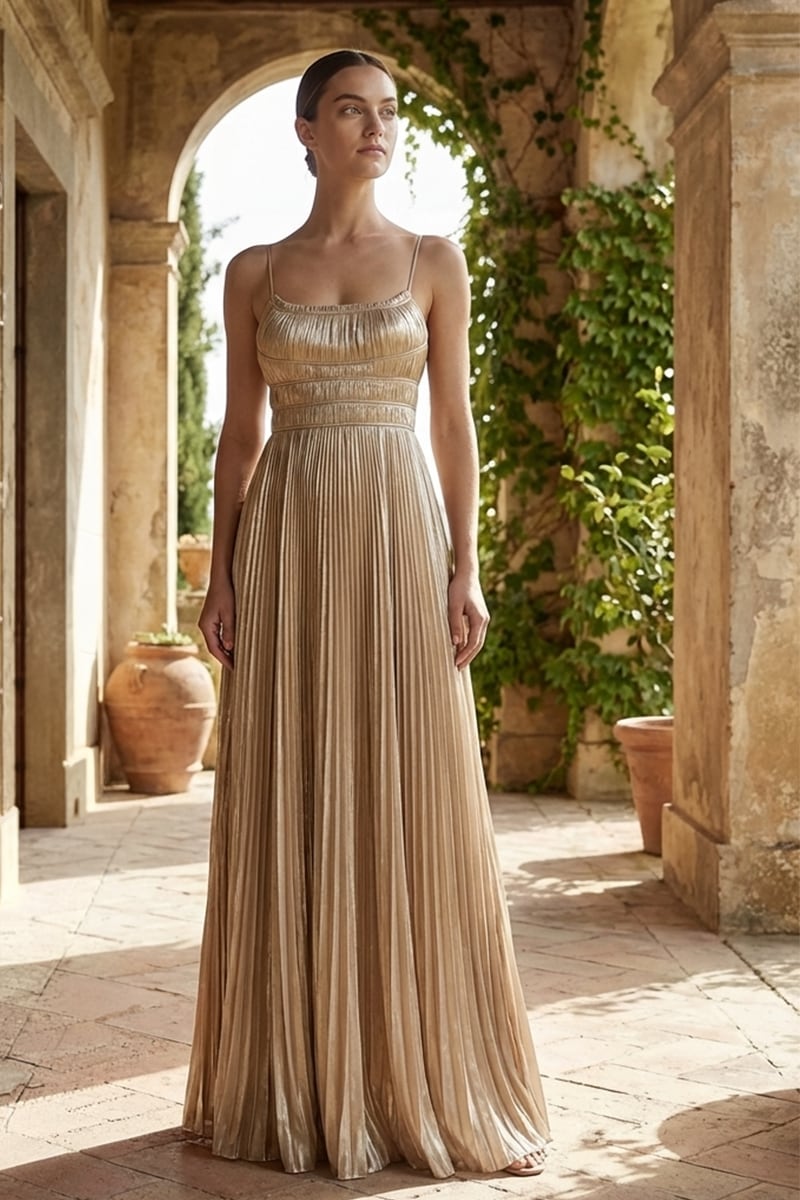 Anastasia Pleated Satin Gown | JewelClues
