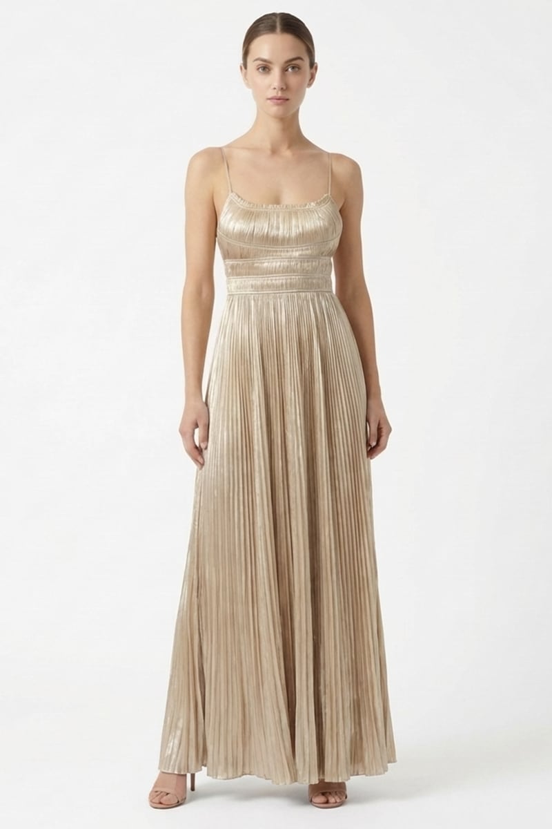 Anastasia Pleated Satin Gown | JewelClues