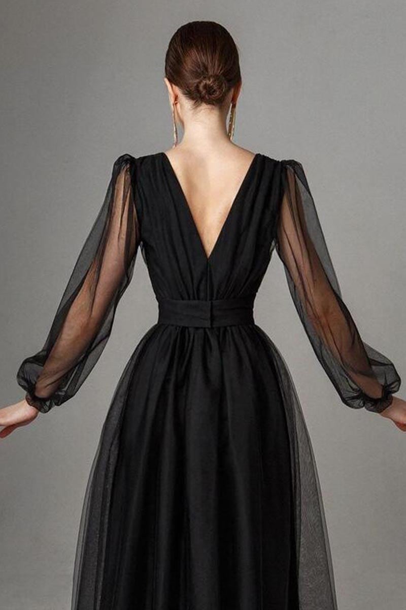 Anna Tulle Midi Dress | Jewelclues #color_black