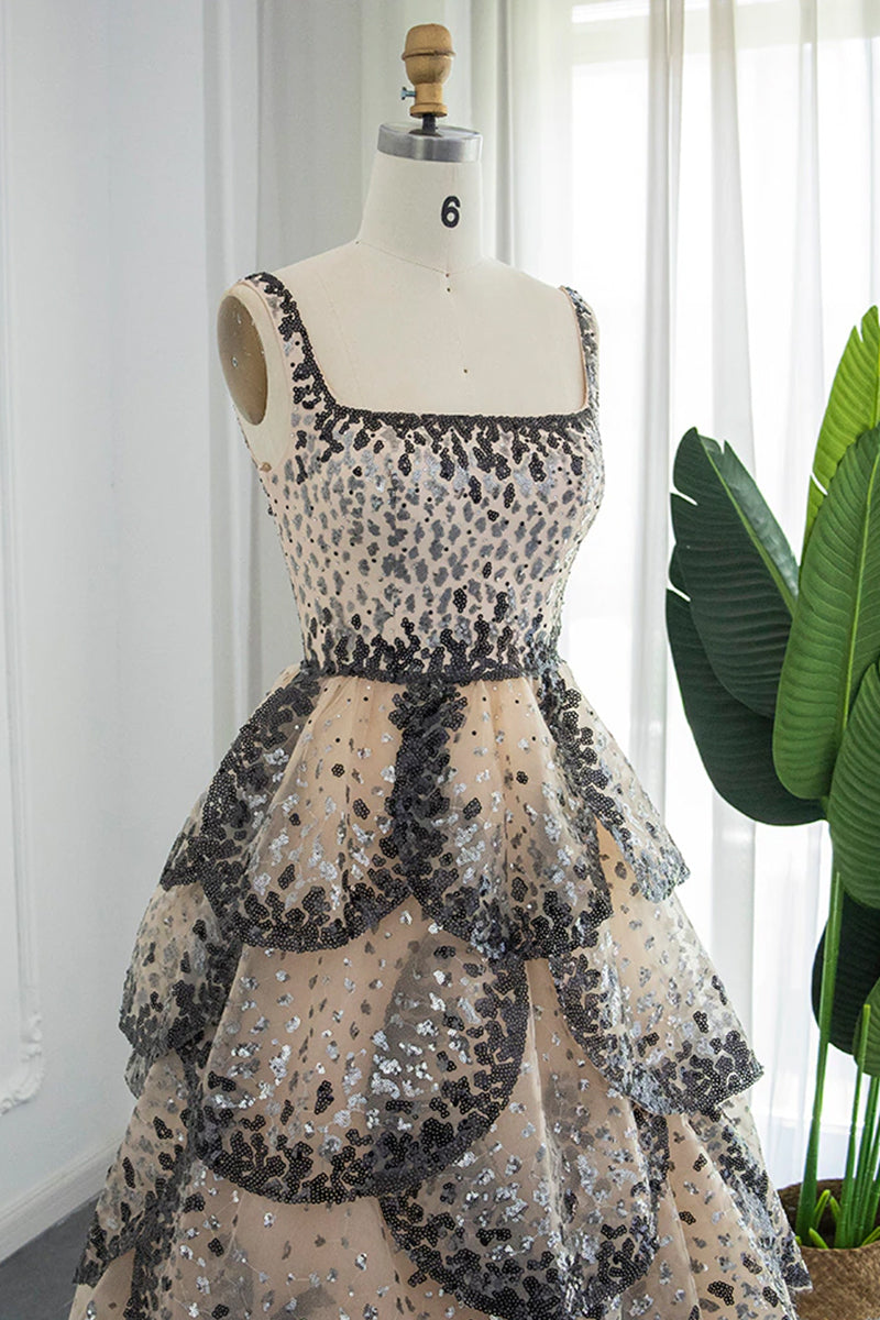 Anouk Tiered Sequin Couture Gown | Jewelclues