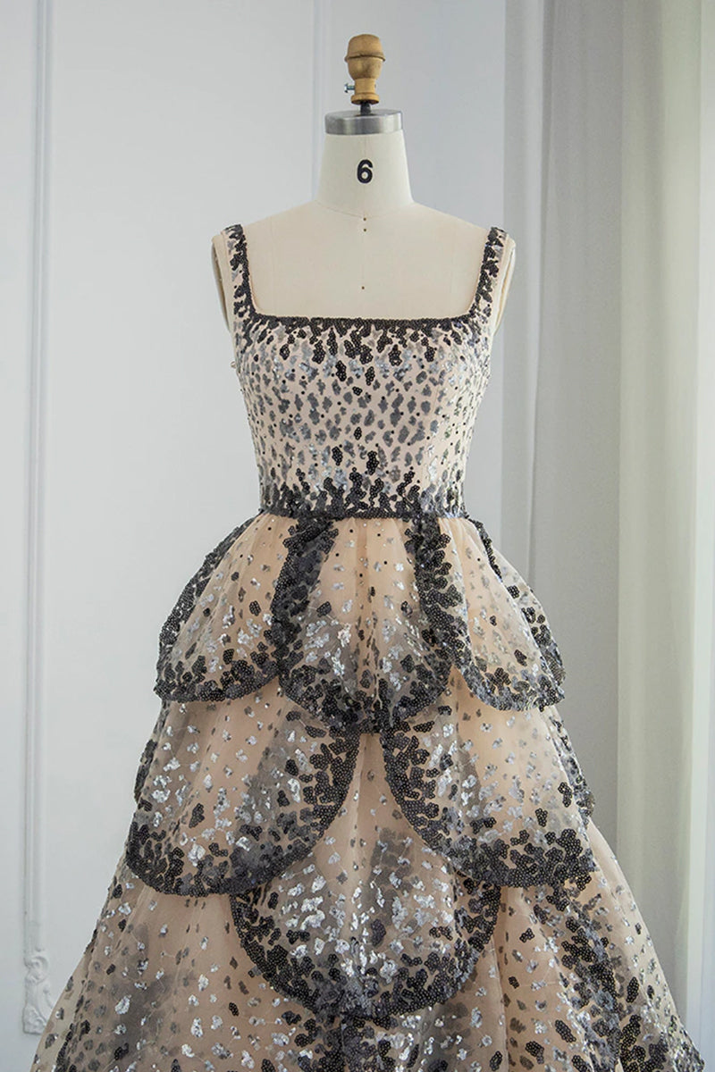 Anouk Tiered Sequin Couture Gown | Jewelclues