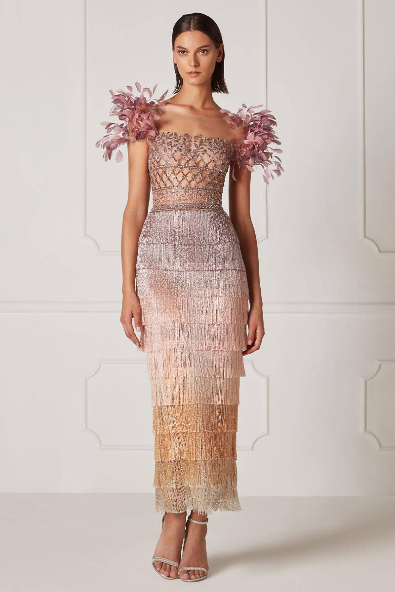 Aphrodite Tassel Midi Dress | Made-To-Order | JewelClues Aphrodite Tassel Midi Dress | Made-To-Order | JewelClues