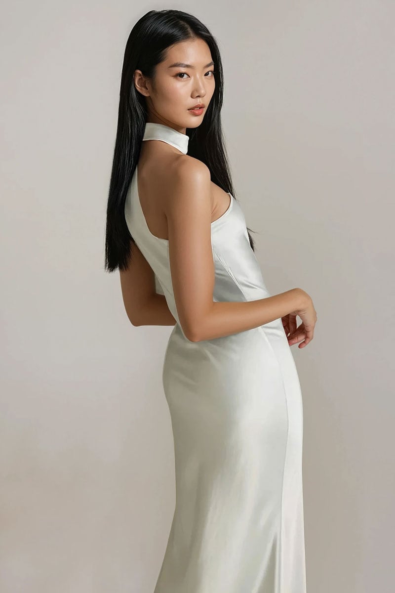 Arden One-Shoulder Satin Gown | Jewelclues #color_off white