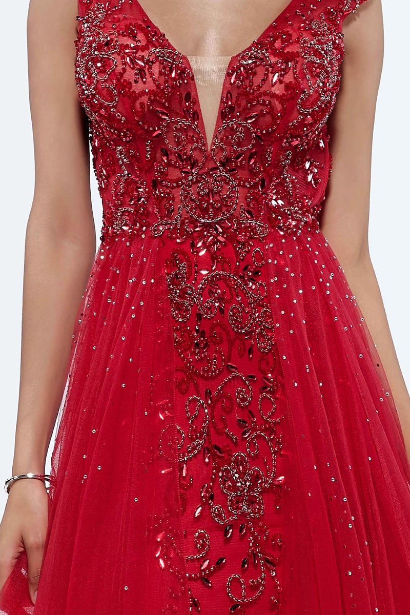 Asheville Embellished Backless Maxi Dress | Jewelclues #color_red
