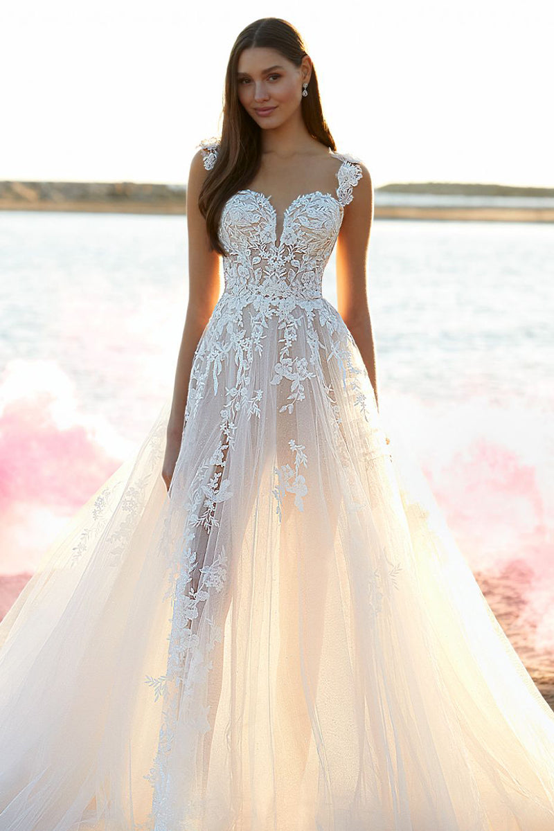 Color_Ivory | Athens Off-The-Shoulder A-line Wedding Dress | Jewelclues