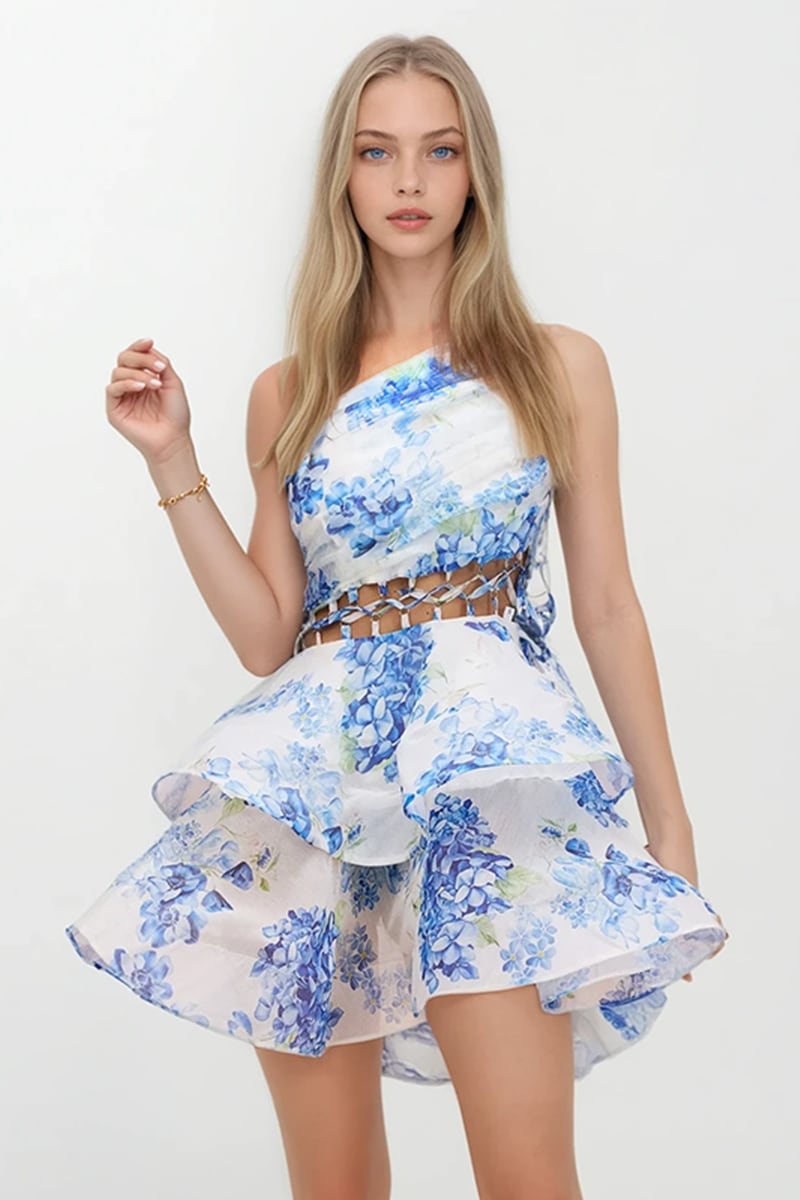 Aurelia One-Shoulder Floral Mini Dress | Jewelclues