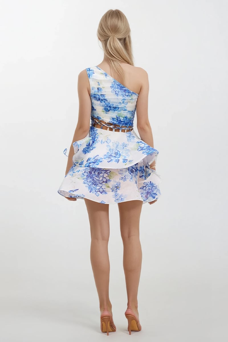 Aurelia One-Shoulder Floral Mini Dress | Jewelclues